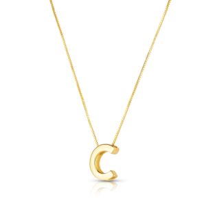 14K Yellow Gold Block Letter Initial C Necklace
