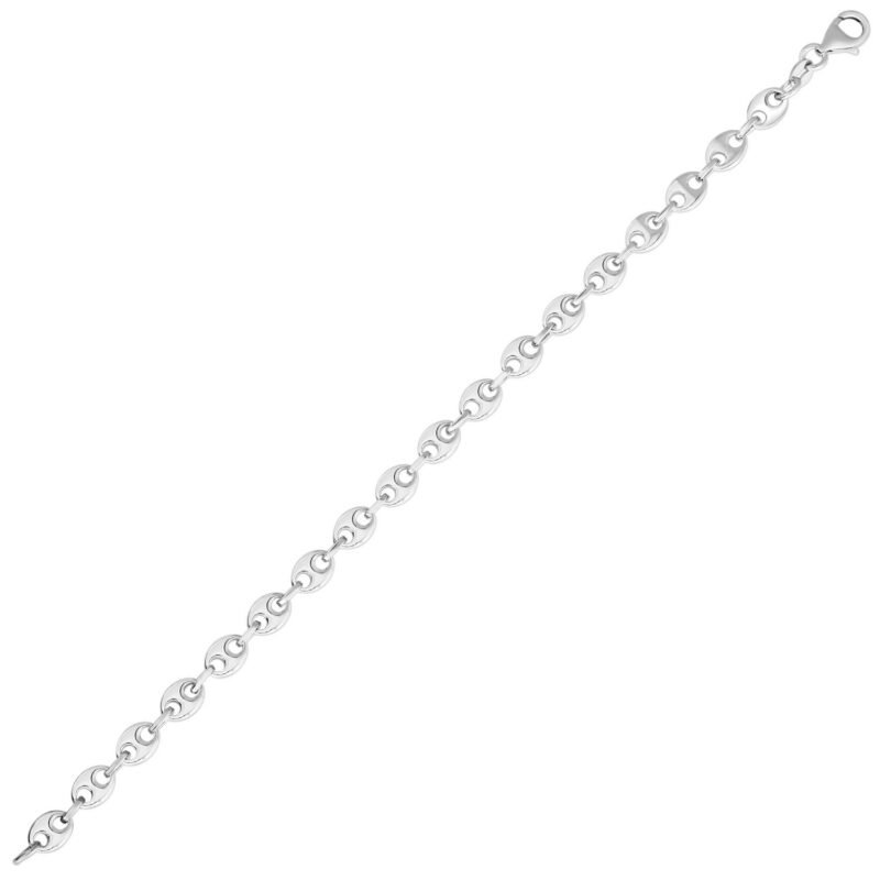 Sterling Silver Puffed Mariner Chain Bracelet 3.7mm