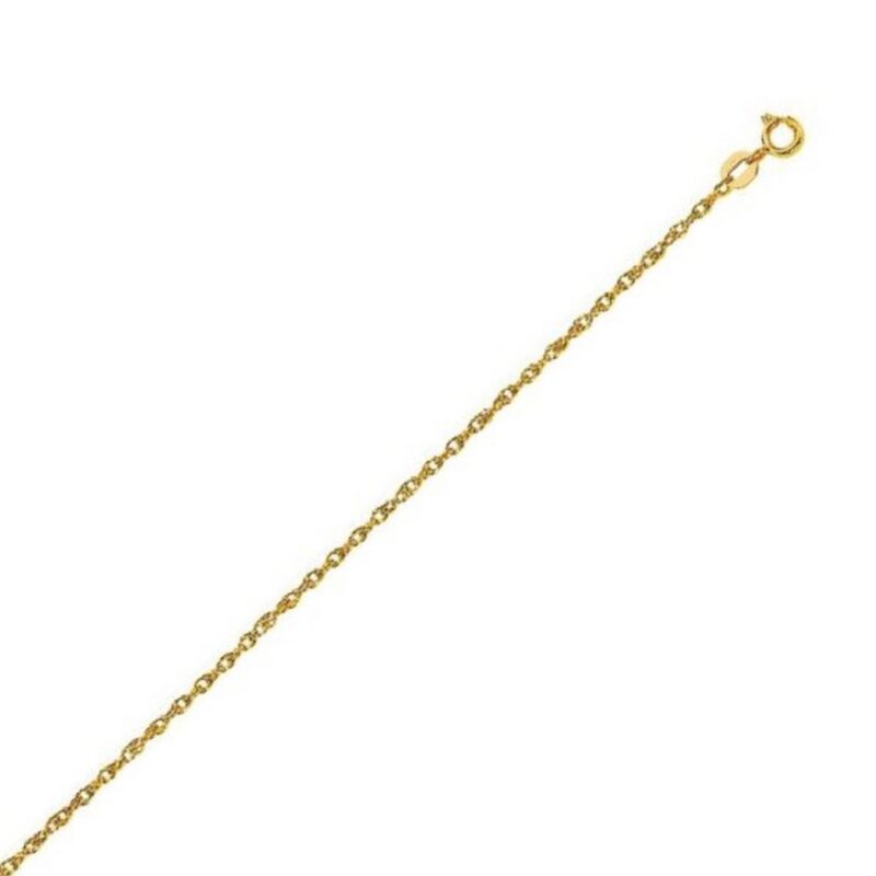 14k Yellow Gold 1.2mm Rope Chain Necklace 16 and 18 Inch