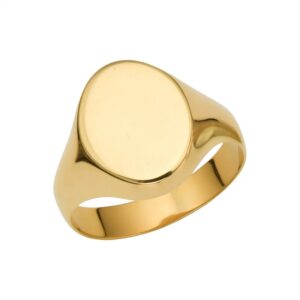 Real 14K Yellow Gold Plain Oval Signet Ring