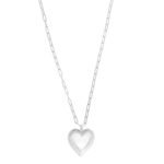 Sterling Silver Long Chain Large Puffed Heart Necklace