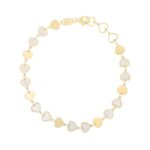 14K Yellow Gold Mother of Pearl Heart Bracelet