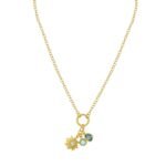 14K Gold Plated Sterling Silver Sunflower Cubic Zirconia Charm Necklace