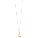 14K Yellow Gold Bubble Letter L Pendant Necklace