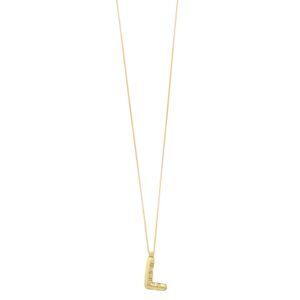 14K Yellow Gold Bubble Letter L Pendant Necklace