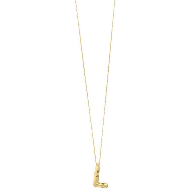 14K Yellow Gold Bubble Letter L Pendant Necklace