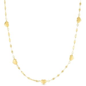 14K Yellow Gold Heart Station Necklace