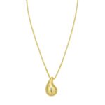 Sterling Silver 14K Gold Plated Puffed Raindrop CZ Necklace
