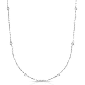 14K White Gold 1 Carat Diamonds by the Yard Necklace 18 Inch