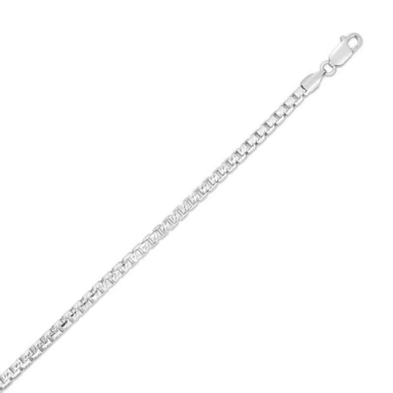 Sterling Silver Rockstar Cut 4mm Round Box Chain Necklace