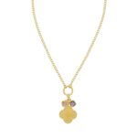 925 Sterling Silver 14K Gold Plated Flower Cubic Zirconia Charm Necklace
