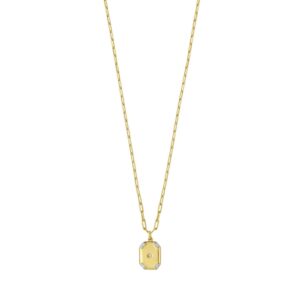 Sterling Silver 14K Gold Plated Cubic Zirconia Octagonal Star Locket Necklace