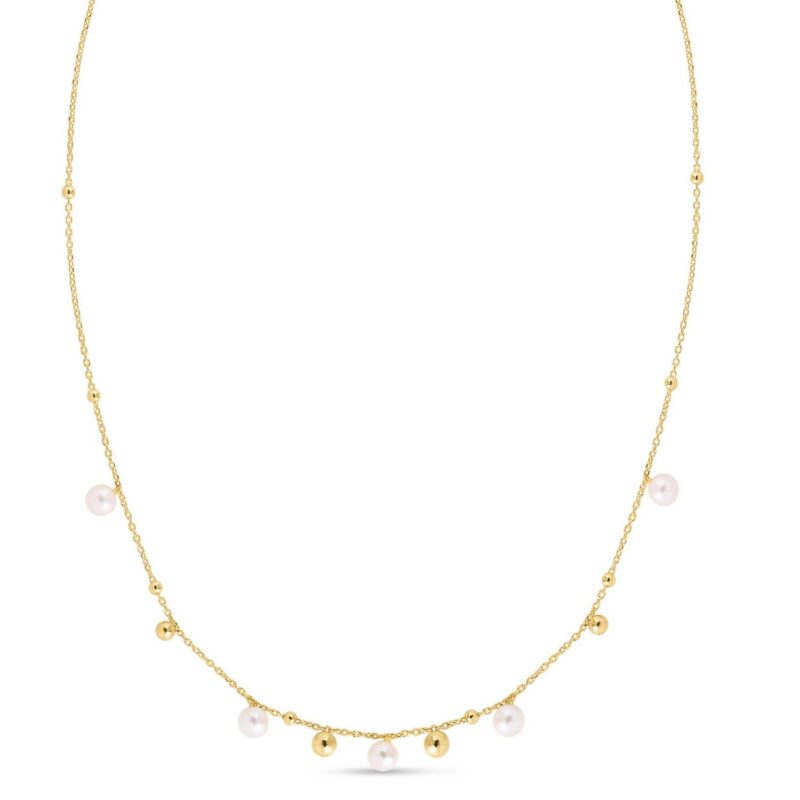 14K Yellow Gold Beaded Scattered Pearl Necklace 14K Yellow Gold Beaded Scattered Pearl Necklace