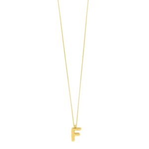 Bubble Initial F Pendant Necklace 14K Yellow Gold