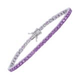Sterling Silver Purple Cubic Zirconia Tennis Bracelet
