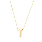 14K Yellow Gold Block Letter Initial T Necklace