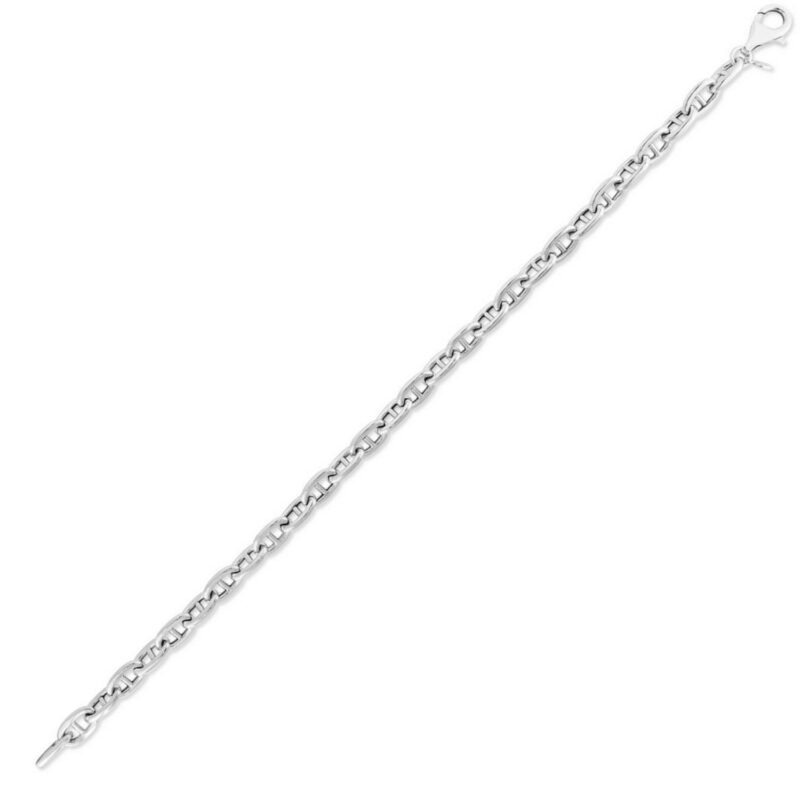 Sterling Silver Puffed Mariner Link Bracelet 6mm