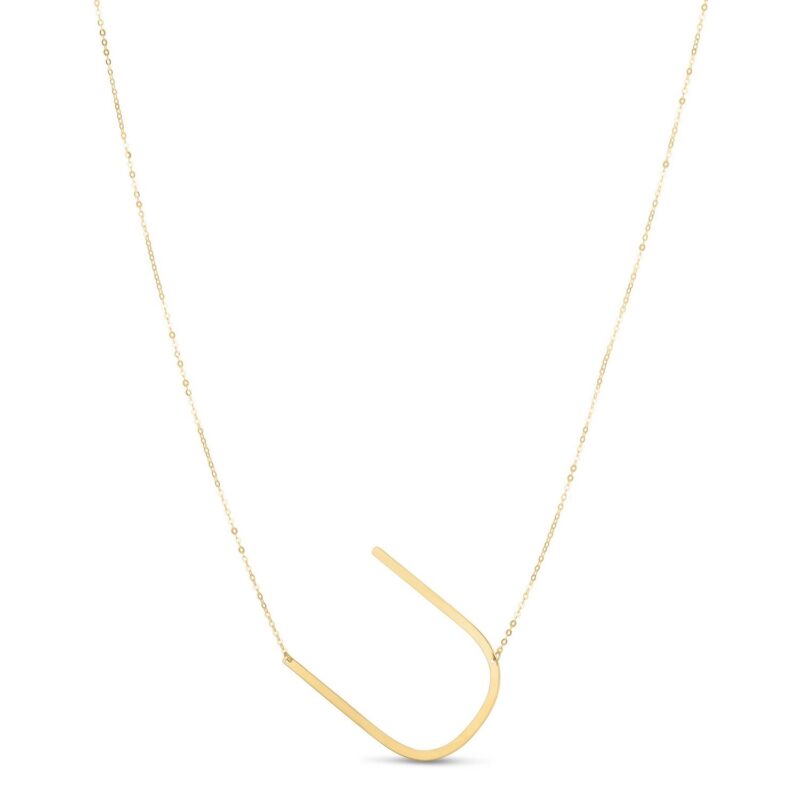 14K Yellow Gold Large Initial U Necklace