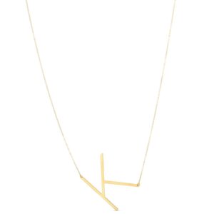 14K Yellow Gold Large Initial K Necklace