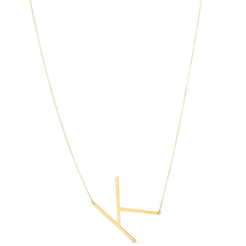 14K Yellow Gold Large Initial K Necklace