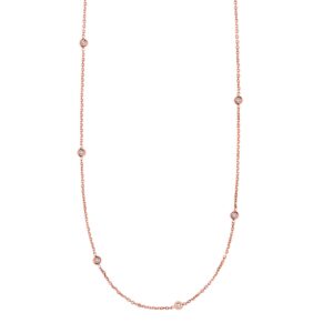Real 14K Rose Gold Diamonds by the Yard Necklace 1/4 Carat TW