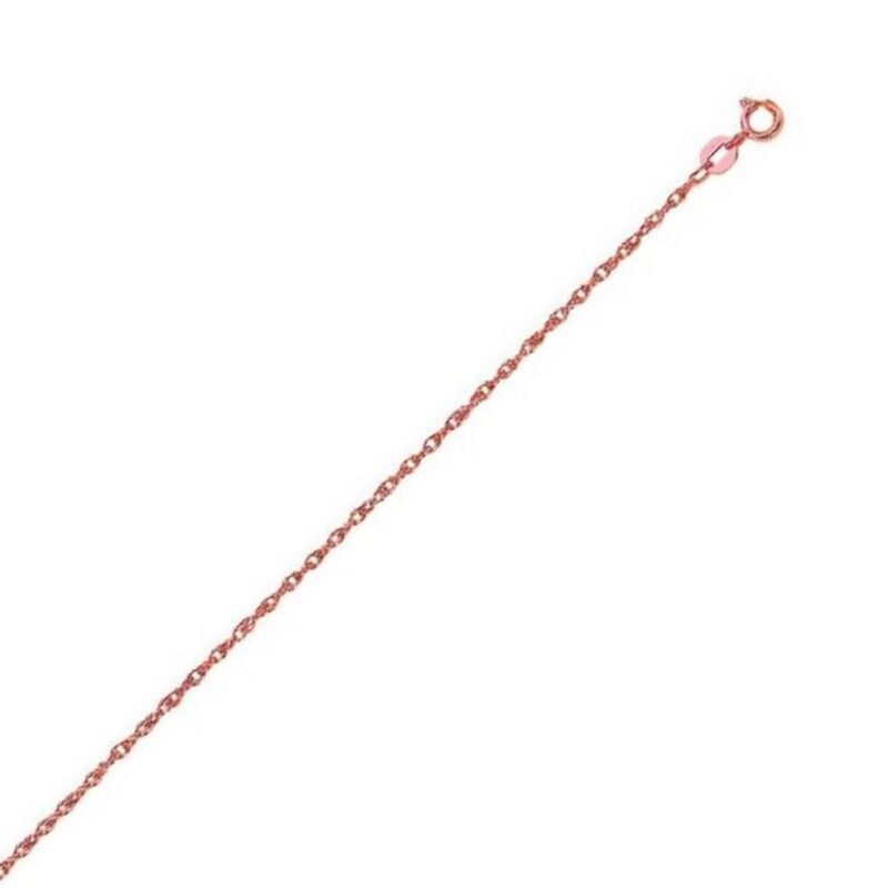 14K Rose Gold 1mm Rope Chain Necklace 16, 18 & 20 Inch