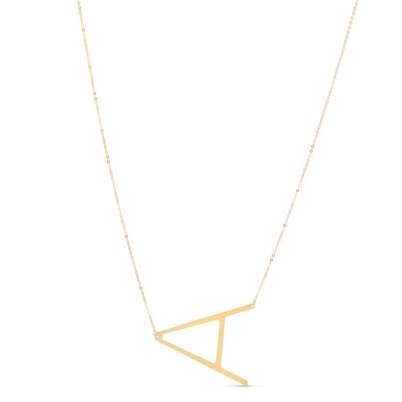 14K Yellow Gold Large Initial A Necklace