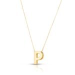 14K Yellow Gold Block Letter Initial P Necklace
