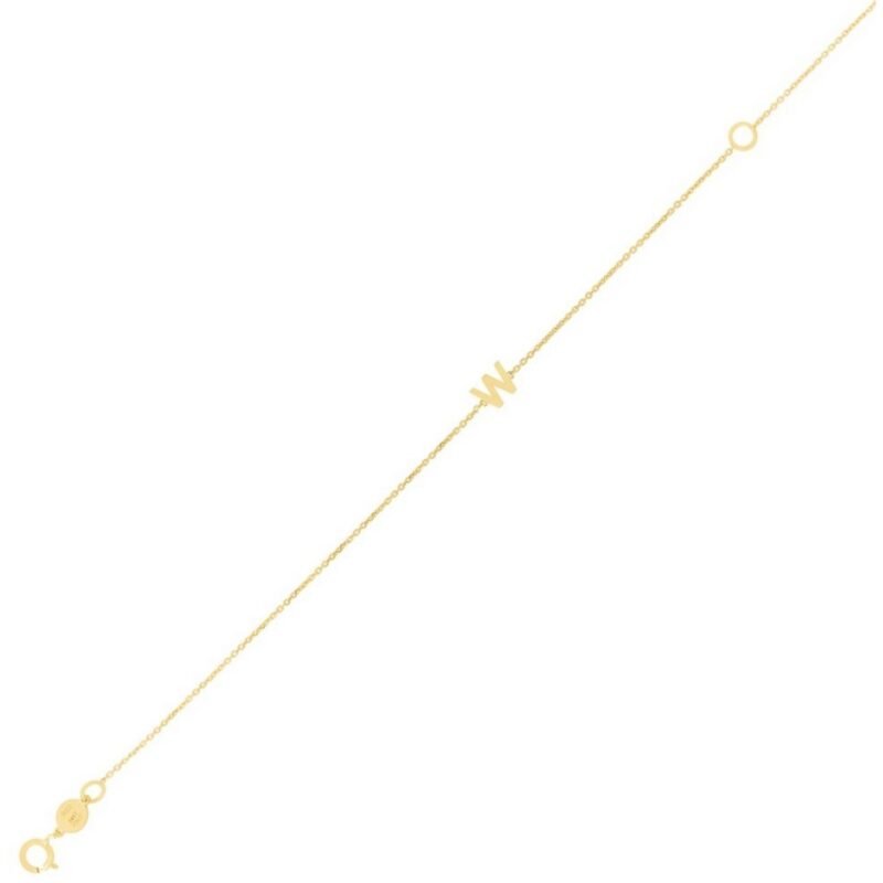 14K Yellow Gold Mini Initial W Bracelet