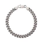 Sterling Silver Gunmetal Finish 7mm Miami Cuban Link Bracelet 8 Inch