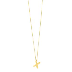 14K Yellow Gold Bubble Initial X Pendant Necklace
