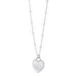 Mother of Pearl Heart Pendant Necklace Sterling Silver