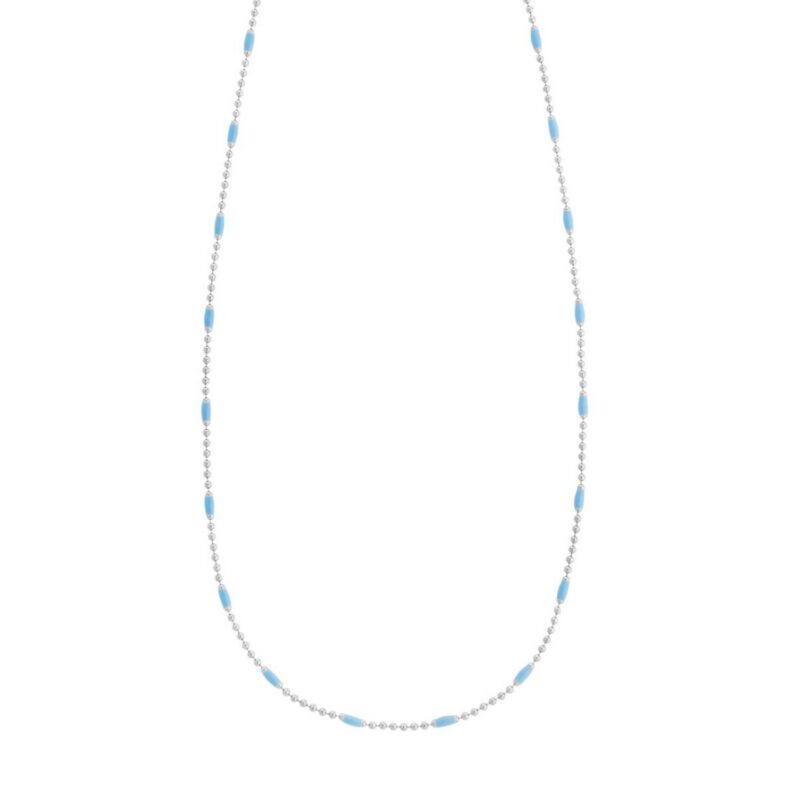 Sterling Silver Blue Enamel Beaded Necklace