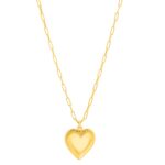 14K Gold Plated Puffed Heart Pendant Necklace