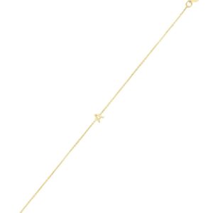 14K Yellow Gold Mini Initial A Bracelet