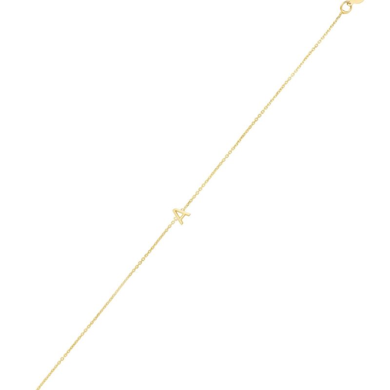 14K Yellow Gold Mini Initial A Bracelet
