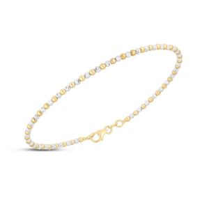 14K Two Tone Gold Pallina Bead Bracelet 2mm