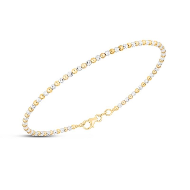 14K Two Tone Gold Pallina Bead Bracelet 2mm 14K Two Tone Gold Pallina Bead Bracelet 2mm