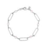 Sterling Silver Pearl Paperclip Bracelet