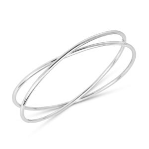 Slip On Crossover Bangle 11mm Sterling Silver
