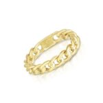 Real 14K Yellow Gold Curb Chain Ring