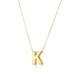 14K Yellow Gold Block Letter Initial K Necklace