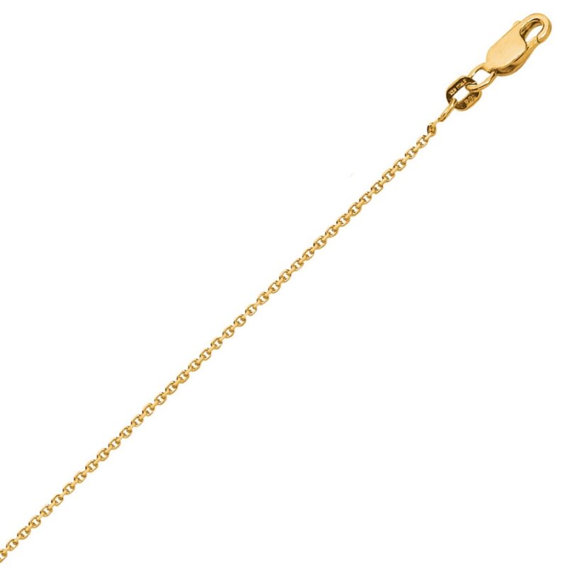 Yellow Gold Plated Sterling Silver 1.4 mm Diamond Cut Cable Chain Necklace