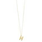 14K Yellow Gold Bubble Initial H Pendant Necklace