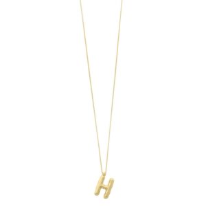 14K Yellow Gold Bubble Initial H Pendant Necklace