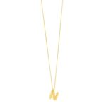 14K Yellow Gold Bubble Initial N Pendant Necklace