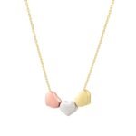 14K Tri Color Gold Triple Heart Necklace