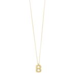 14K Yellow Gold Bubble Initial B Pendant Necklace
