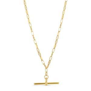 14K Gold-Plated Silver Chain Link Toggle Necklace