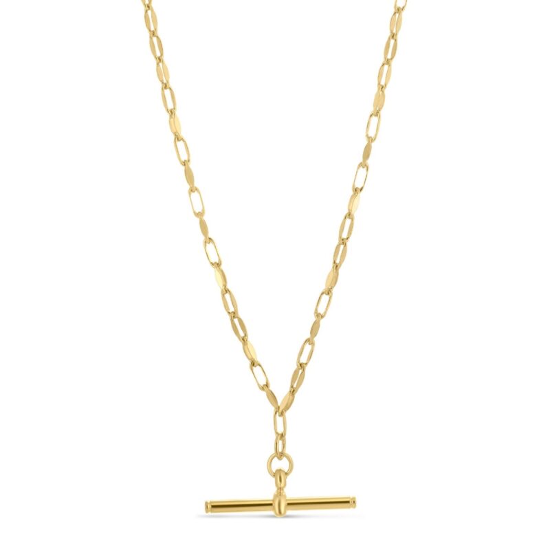 14K Gold-Plated Silver Chain Link Toggle Necklace